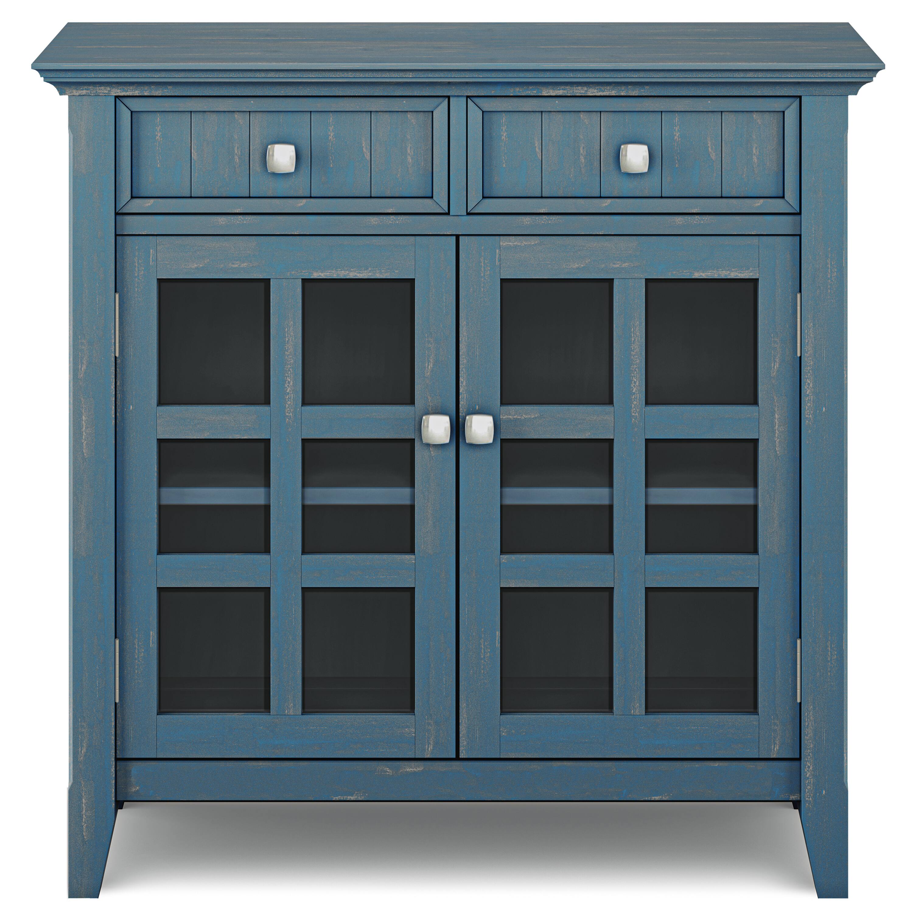 Alt View 4. Simpli Home - Acadian Solid Wood 48 inch Wide Storage Bench and 36 inch Wide Storage Cabinet in Distressed Coastal Blue - Distressed Coastal Blue.