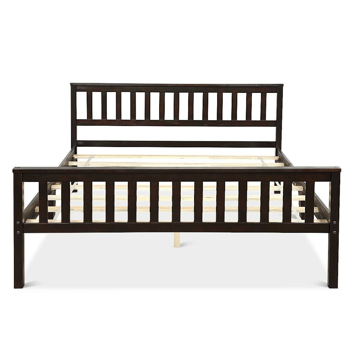 Left. Hivvago - Queen Wood Platform Bed Frame with Headboard and Footboard in Espresso - Espresso.