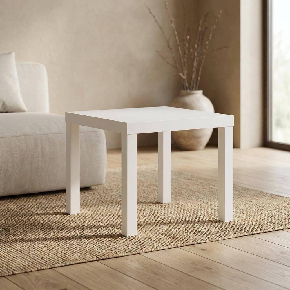 Left. FurniFact - Side Table, Quality Build, Durable Engineered Wood Frame - White.