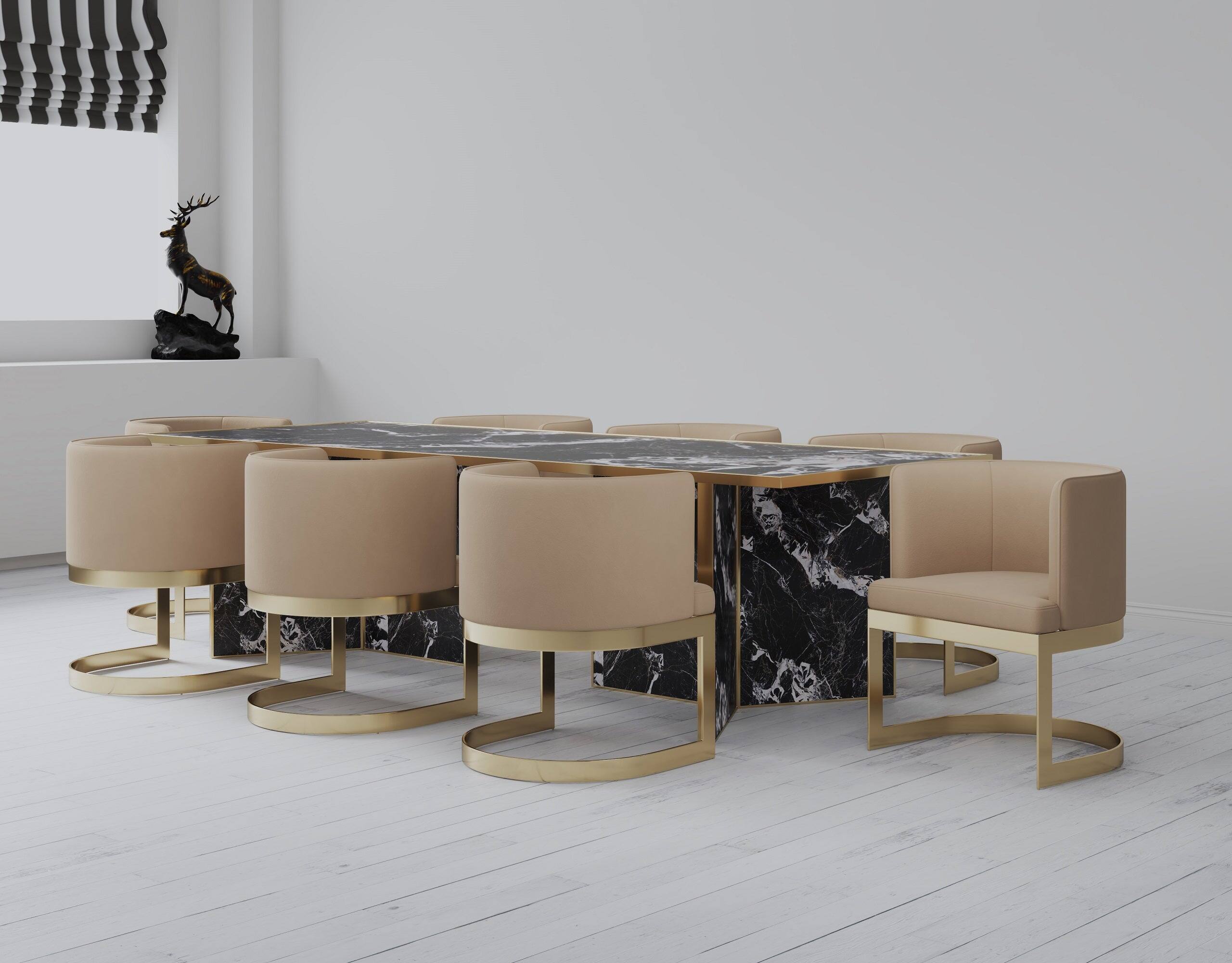 Angle. Manhattan Comfort - Aura Modern Metal Velvet Dining Chair - Set of 2 - Sand.