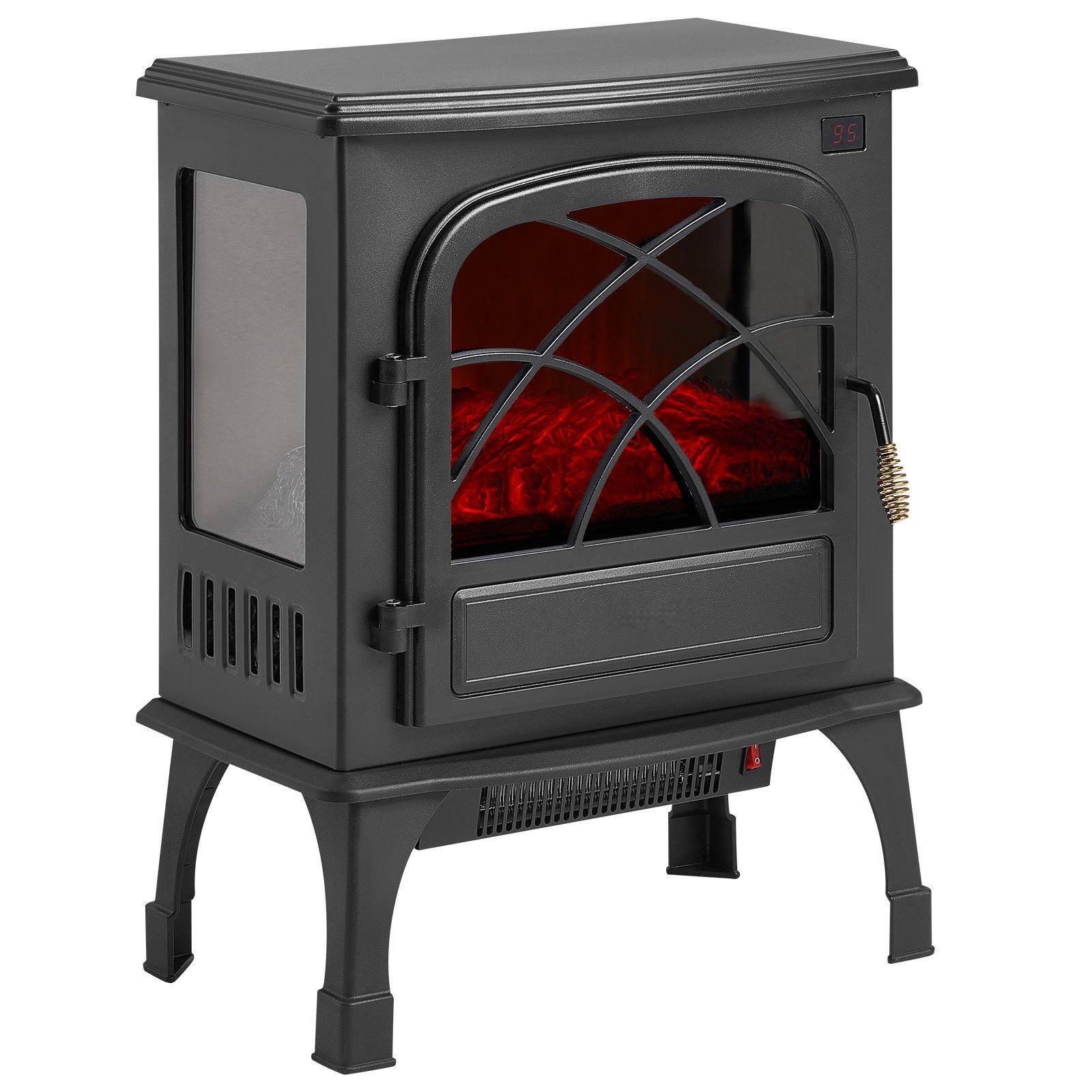 Alt View 8. Glintex - 25.5 Inch Freestanding Electric Fireplace Stove Heater, 1500W 5120BTU with Timer, Remote, Overheat Protection - Black.