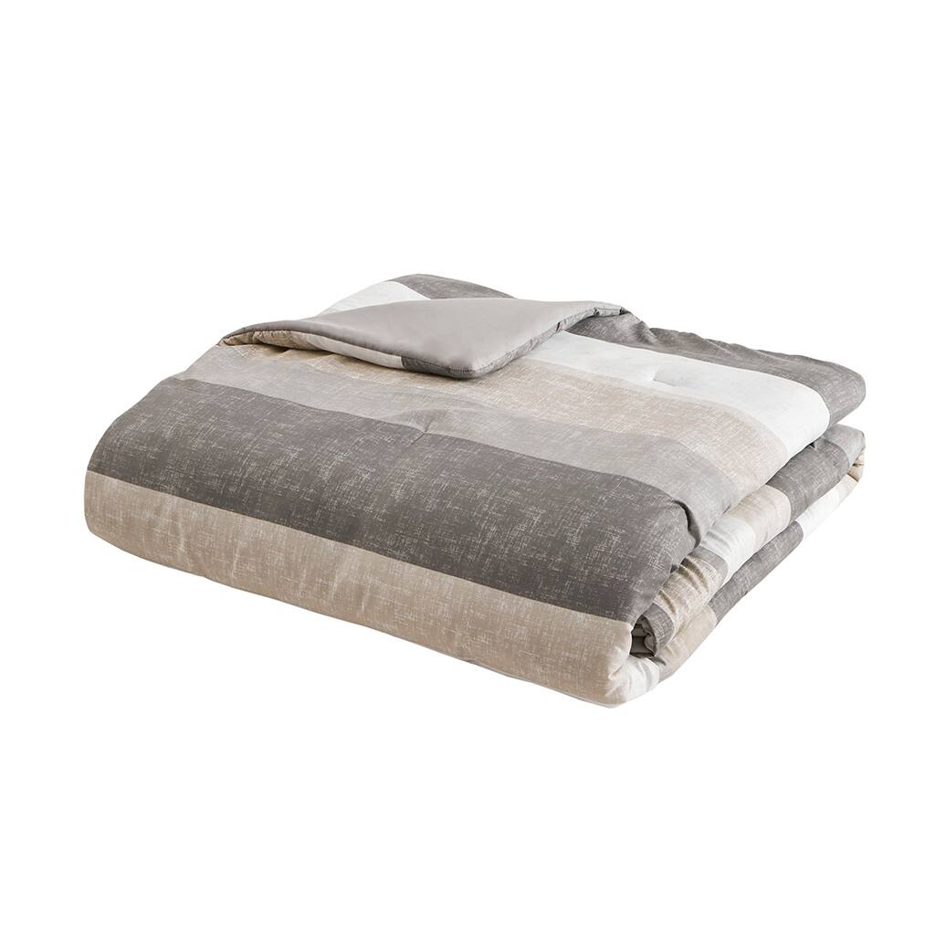 Alt View 3. Gracie Mills - Gracie Mills Ware Striped Comforter Set with Bed Sheets - Taupe/Grey.