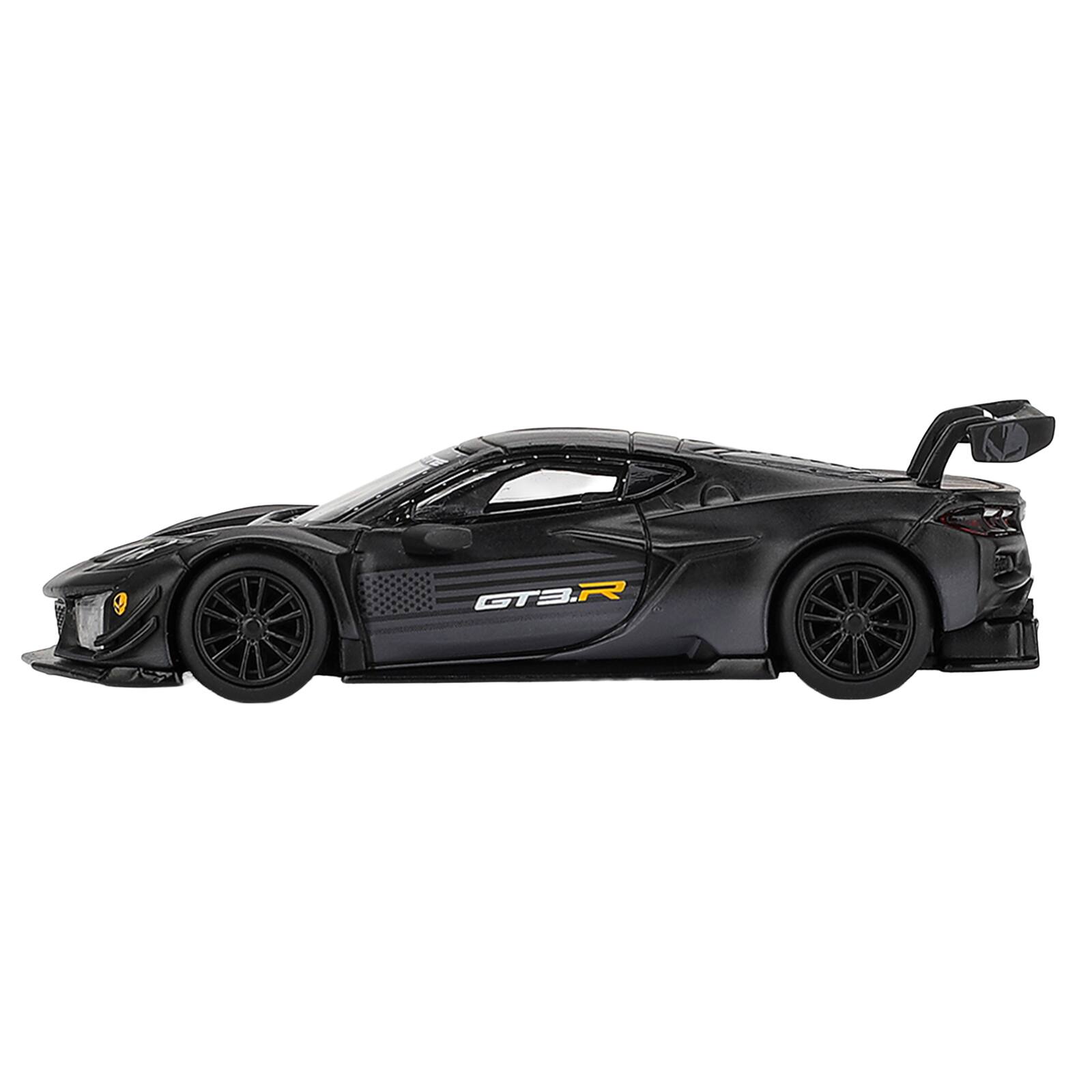 Alt View 1. True Scale Miniatures - Chevrolet Corvette Z06 GT3.R "Road America Test Car" Black with Graphics Limited Edition 1/64 Model Car by Mini GT.