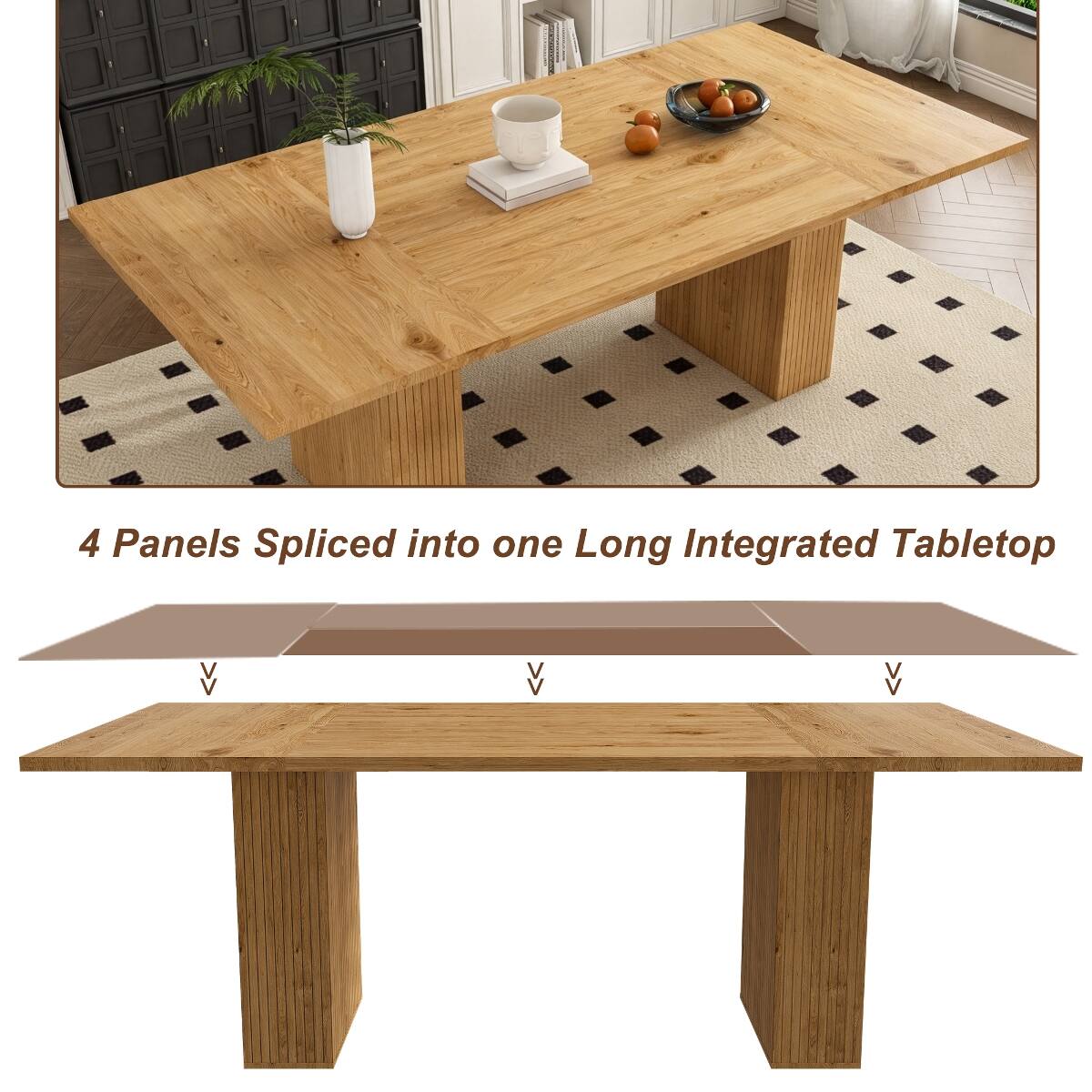 4 Panels Spliced into one Long Integrated Tabletop