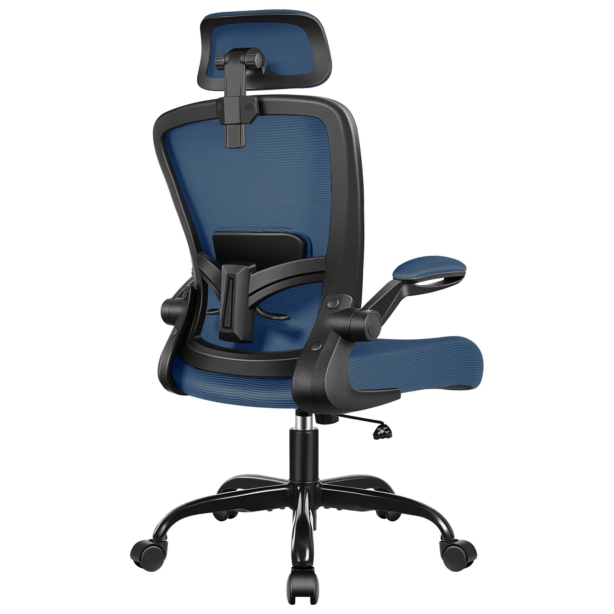 Alt View 4. KERDOM - Ergonomic High Back Office Chair, Computer Chair with Adjustable Height, Lumbar Support Home Office Swivel Gaming Chair - Navy Blue.
