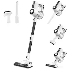 MOOSOO - Cordless Vacuum Cleaner, Lightweight Stick Vacuum with Strong Suction, 6 in 1 Handheld Vacuum Cordless for Home - Black