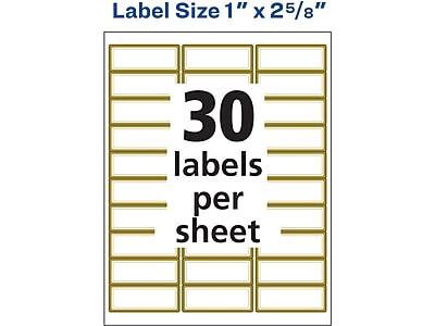 Label Size 1" x 2 5/8"  
30 labels per sheet