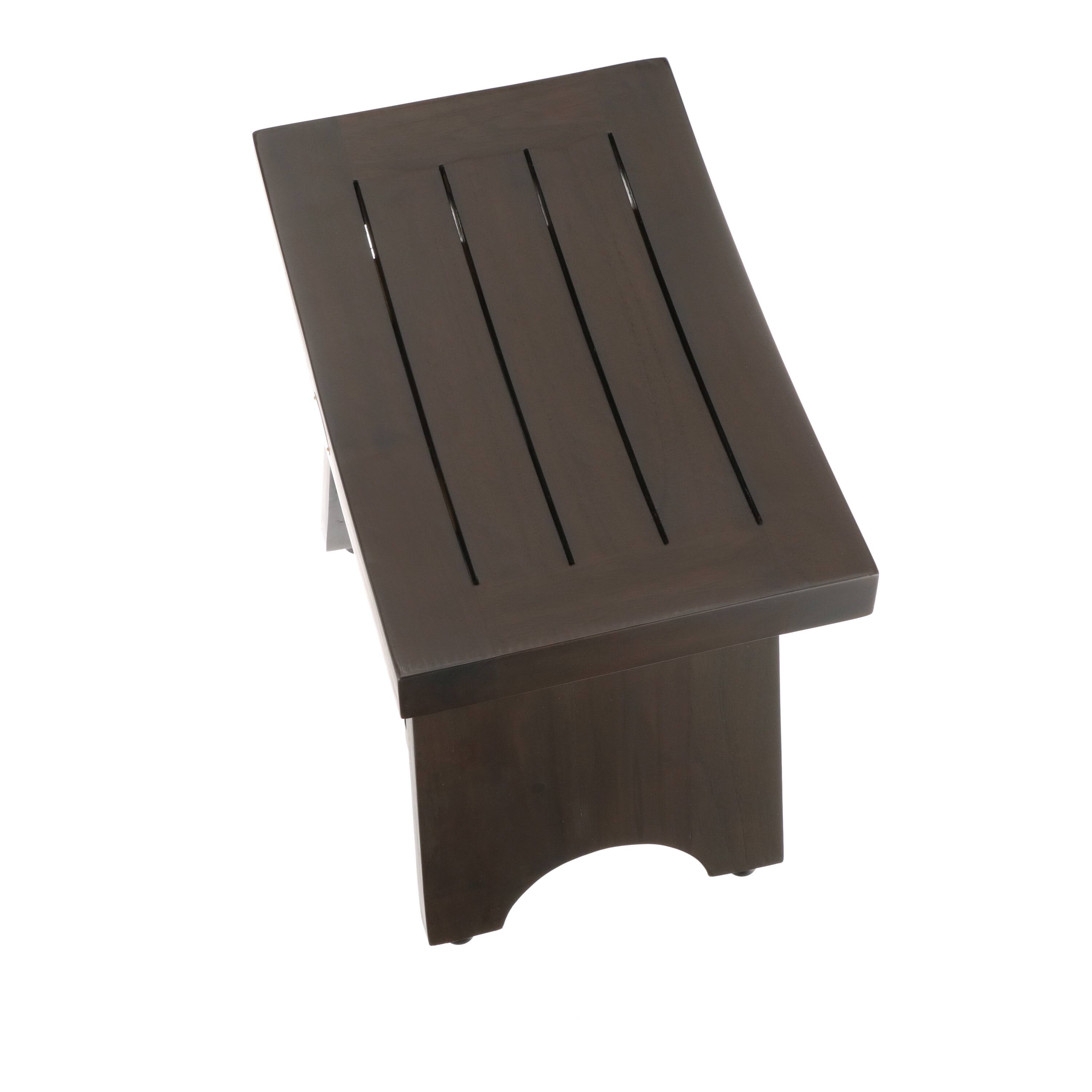 Alt View 1. DecoTeak - DecoTeak® Serenity® 18" Teak Wood Shower Bench with Shelf in Woodland Brown Finish - Woodland Brown.
