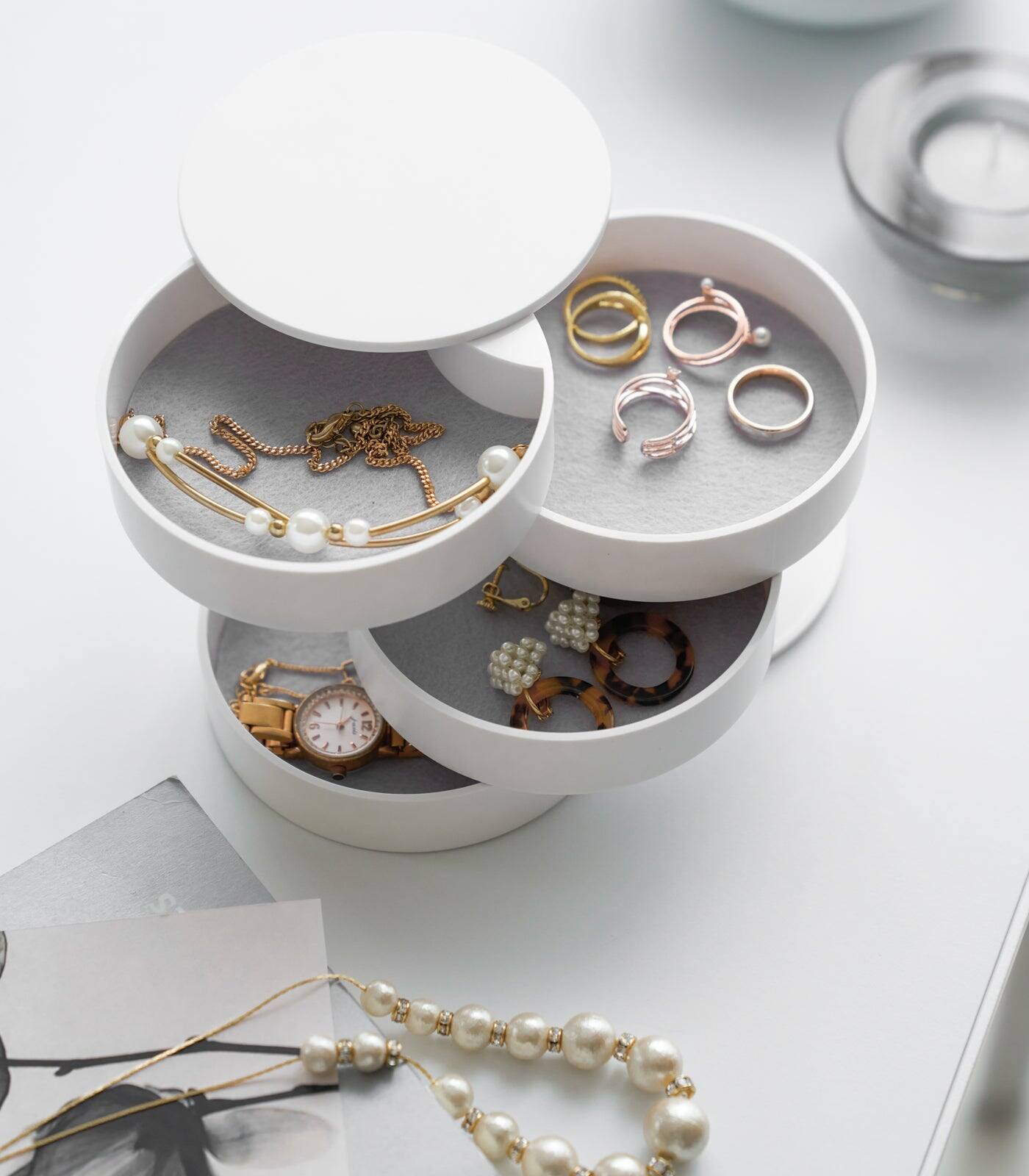 Alt View 2. Yamazaki Home - Stacked Jewelry Organizer - White.