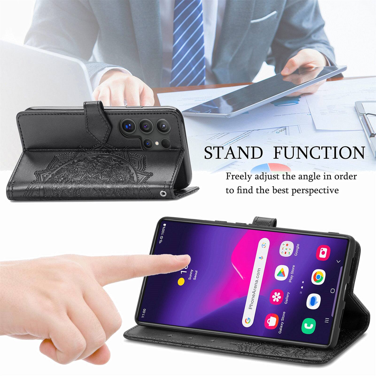 STAND FUNCTION  
Freely adjust the angle in order to find the best perspective  

11:00 100% 0 10  
Sunmy Seoul  
PhoneArena.com  
1 . - Google 1 1 ge Play ... 1 Galiery Store Galaxy V O III