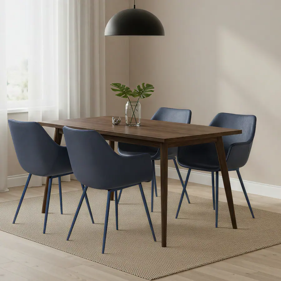LeisureMod Markley Modern Distressed Leather Dining Chair with Iron ...
