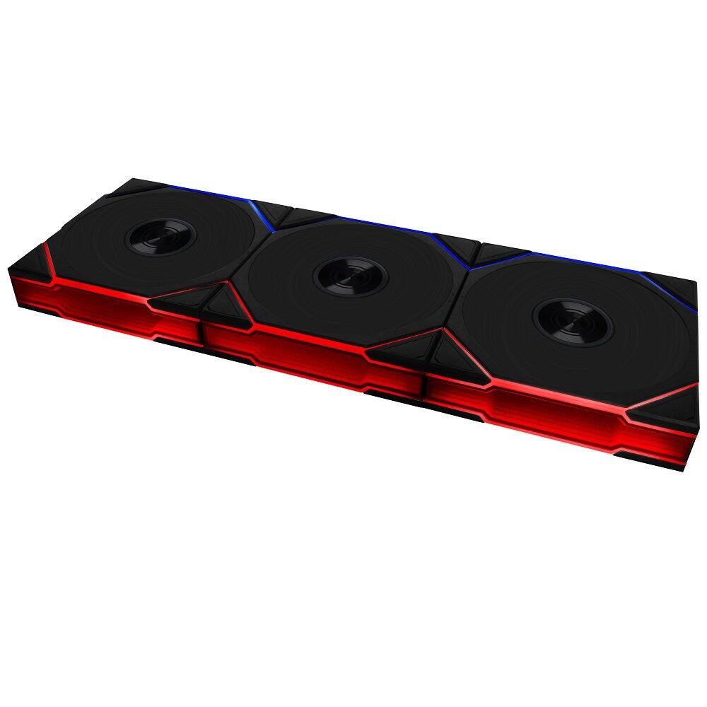 Angle. Lian Li - UNI Fan TL 120 Wireless LCP Fan Blades Customizable RGB LEDs - Triple Pack - With Controller - Black(12TL1W3B) - Black.