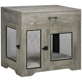 Pefilos - 37" Dog Crate Furniture with Soft Water-Resistant Cushion, Drawer, Wooden Kennel Table