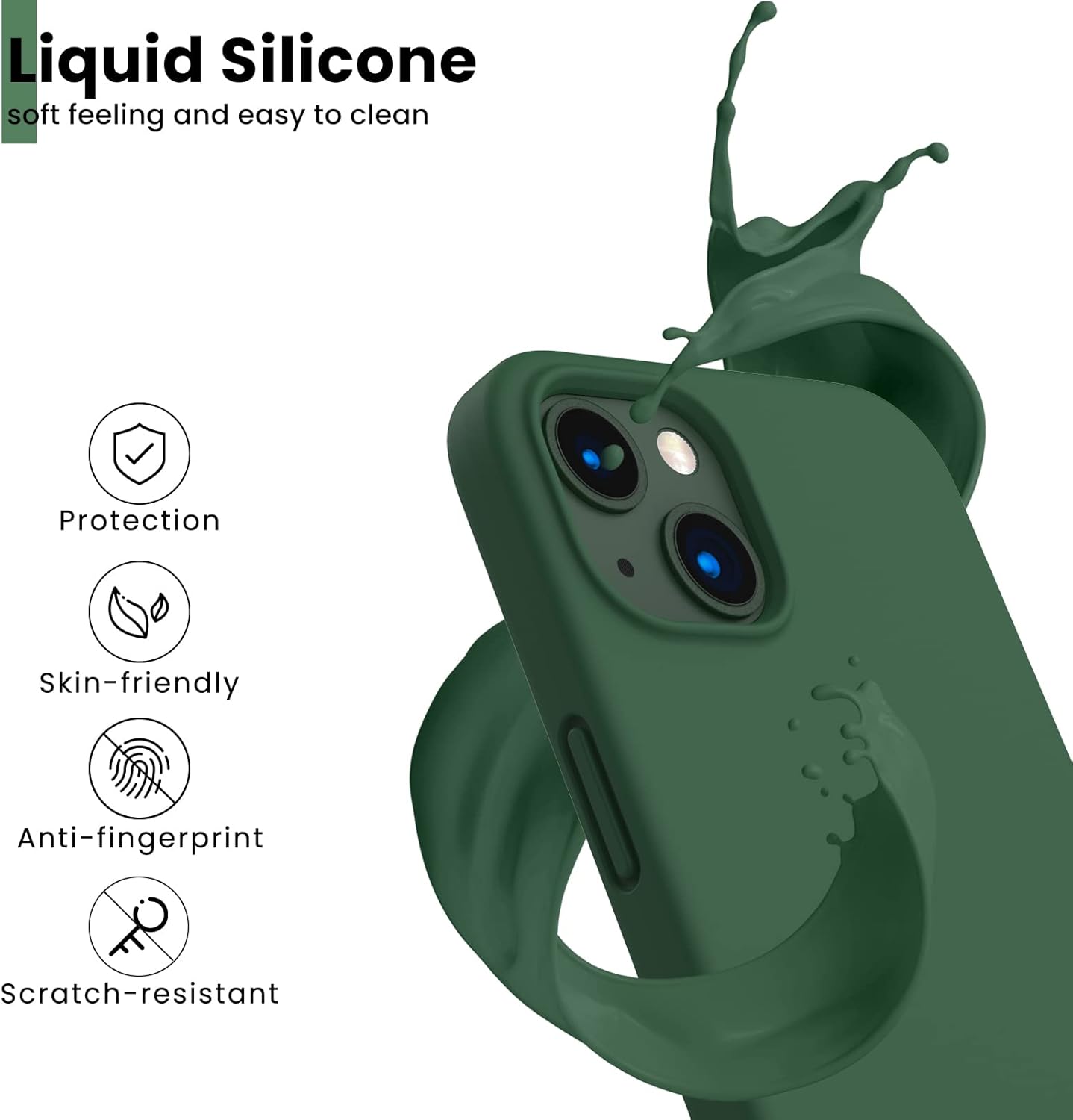 Liquid Silicone, soft feeling and easy to clean, Protection, Skin-friendly, Anti-fingerprint, Scratch-resistant