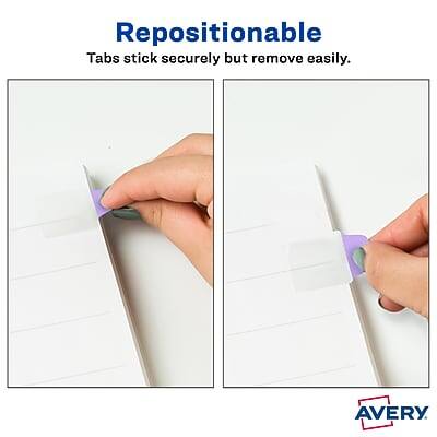 Repositionable Tabs stick securely but remove easily. AVERY.