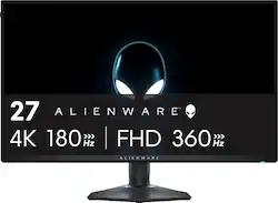 Alienware - AW2725QF 27" IPS LED 4K UHD 180Hz .5-ms G-SYNC Dual-Resolution Gaming Monitor with HDR (HDMI, DisplayPort) - Black - Front_Zoom