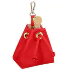 Front. PoisePup - Genuine Leather Hands-Free Pet Walking and Training Treat Pouch for Dog - Red.