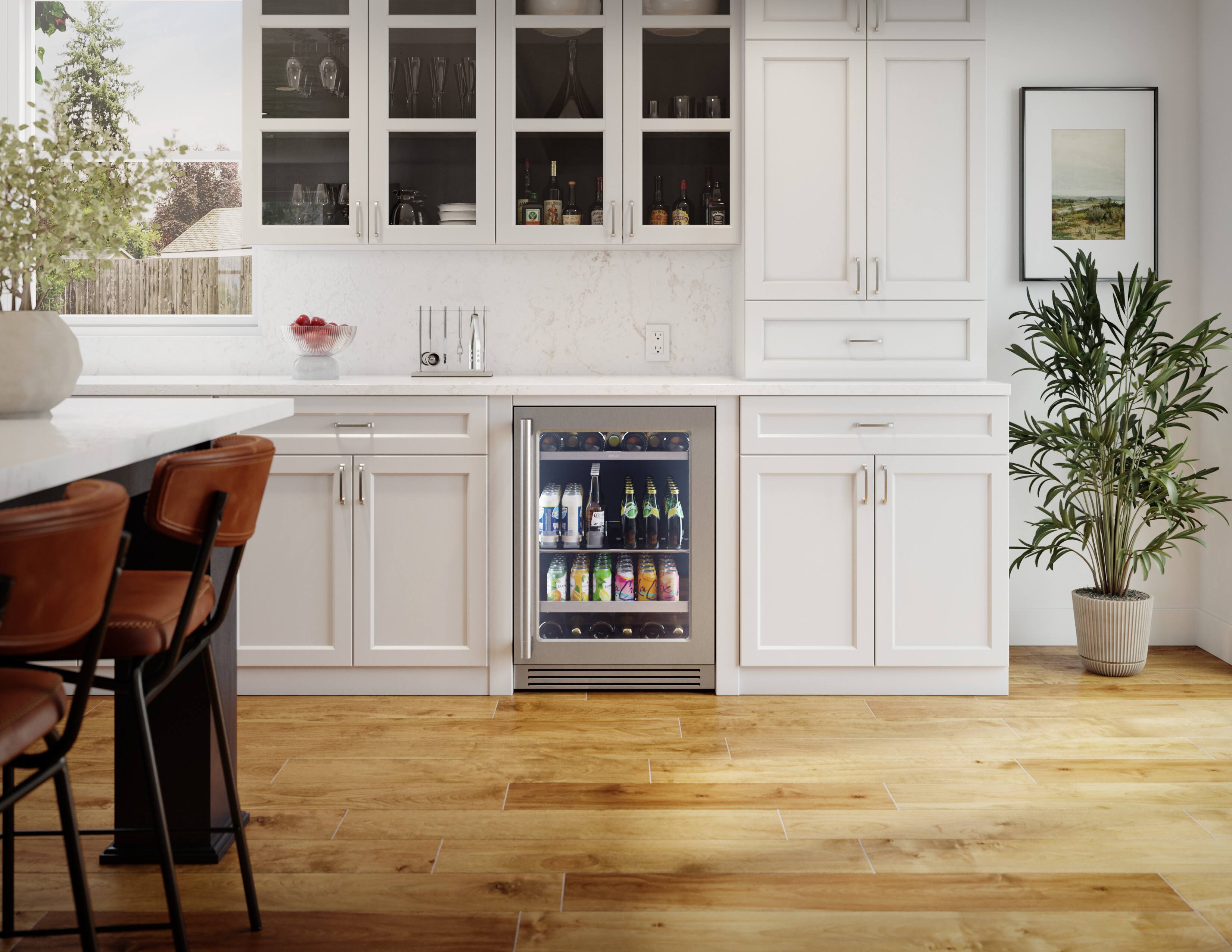 Alt View 11. Zephyr - Presrv Pro 24 in. 7-Bottle and 88-Can Single Zone Beverage Cooler - Stainless Steel + Glass.