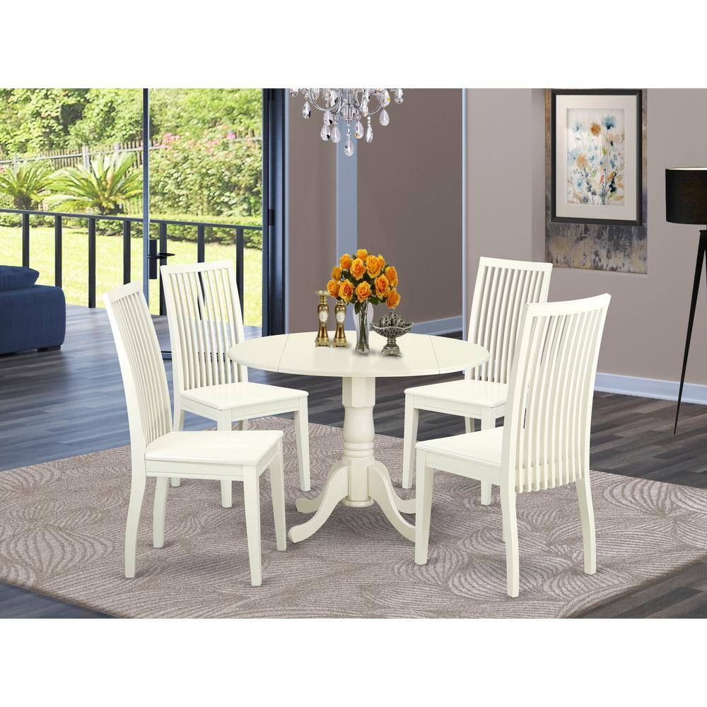 Left. East West Furniture - Dining Room Set Linen White - Brown.
