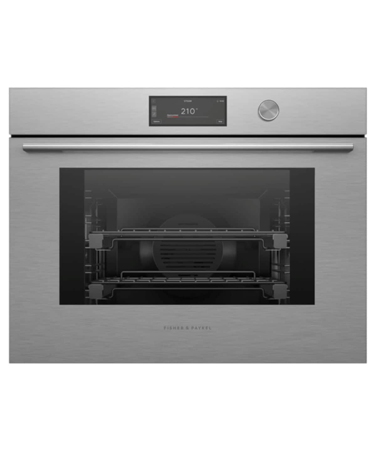 Fisher & Paykel - 30" 3 Cu. Ft. Single Combination Steam Oven, 6.8" Touchscreen w/Dial - Contemporary - Brushed silver