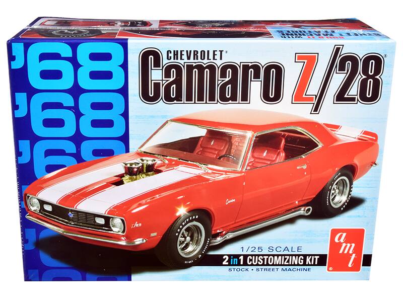 Skill 2 Model Kit 1968 Chevrolet Camaro Z/28 2-in-1 Kit 1/25 Scale Model by AMT - Multicolor