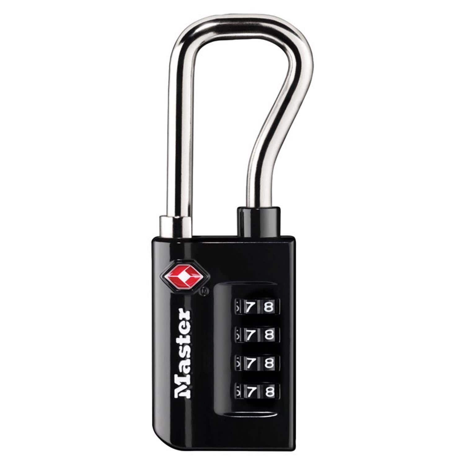 Master Lock - 1-5/16 in W Steel 4-Dial Combination Luggage Lock - Black