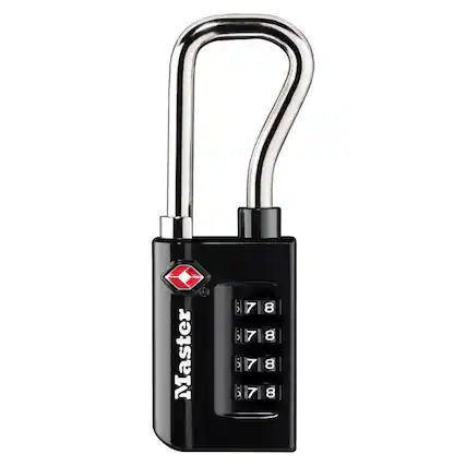 Front. Master Lock - Master Lock 1-5/16 in W Steel 4-Dial Combination Luggage Lock - Black.