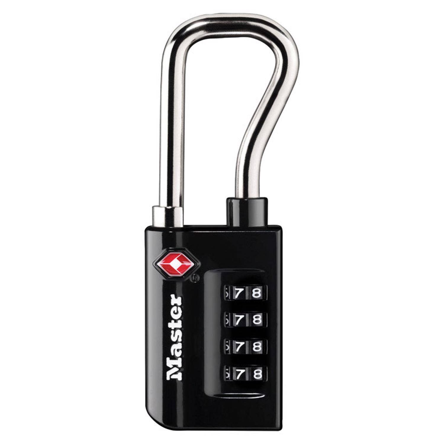 Front. Master Lock - Master Lock 1-5/16 in W Steel 4-Dial Combination Luggage Lock - Black.