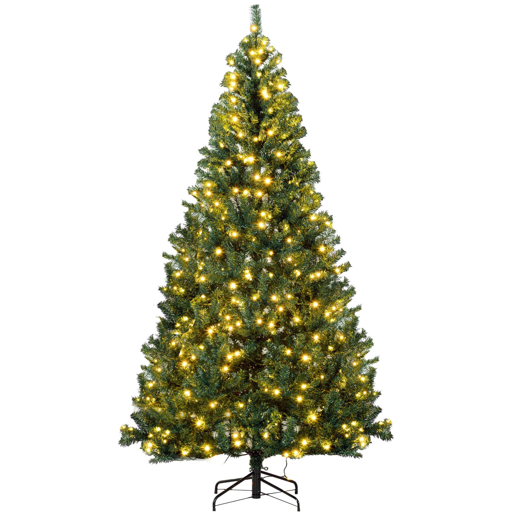 Front. Homcom - Prelit Douglas Fir Artificial Christmas Tree, 500 Warm White LEDs, Realistic Branches, 1346 Tips - green.