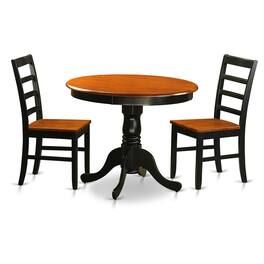 East West Furniture - Dining furniture set - 3 Pcs with 2 Wooden Chairs in Black and Cherry - Black & Cherry