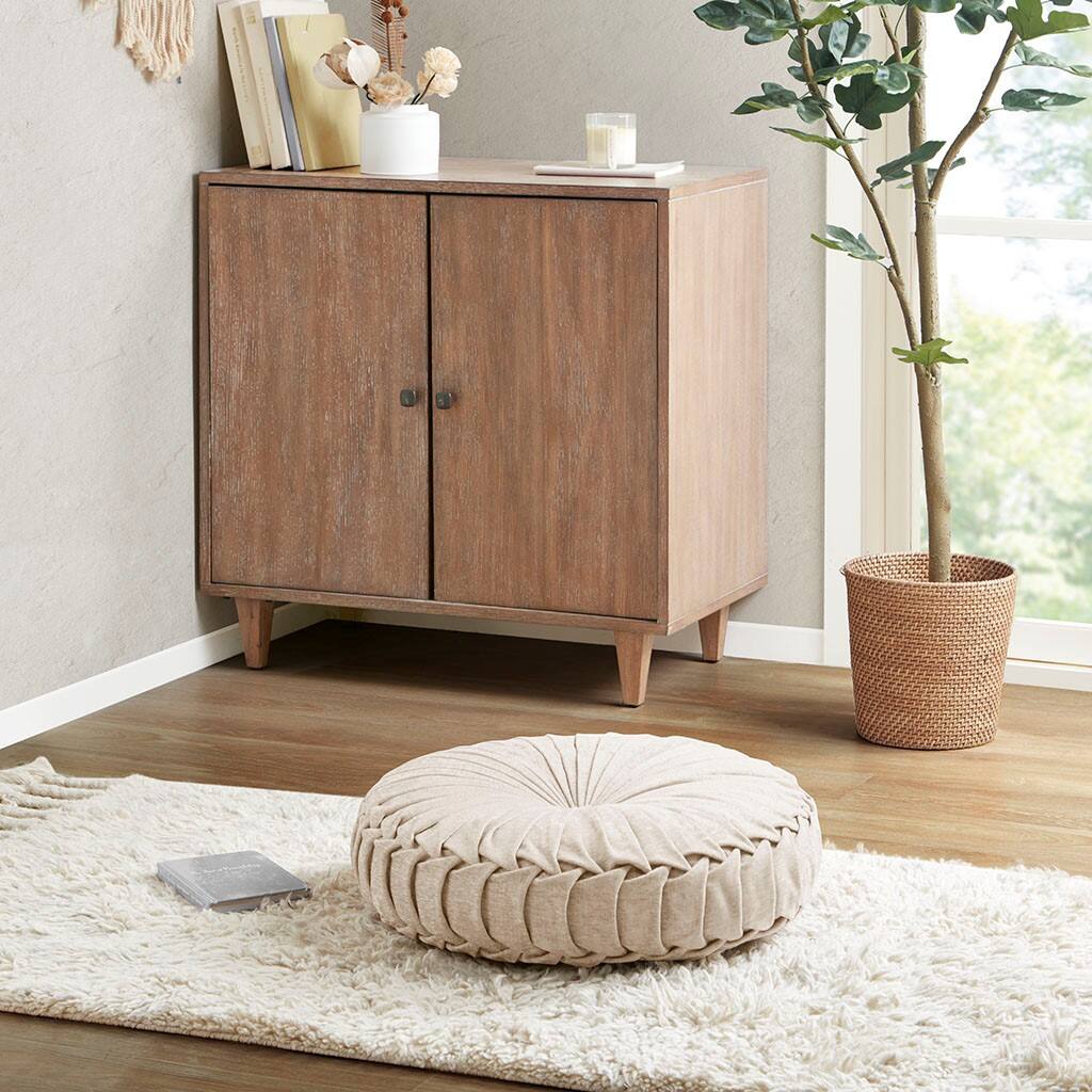 Alt View 2. Gracie Mills - Gracie Mills Yvonne Plush Round Chenille Floor Pillow Cushion - Ivory.