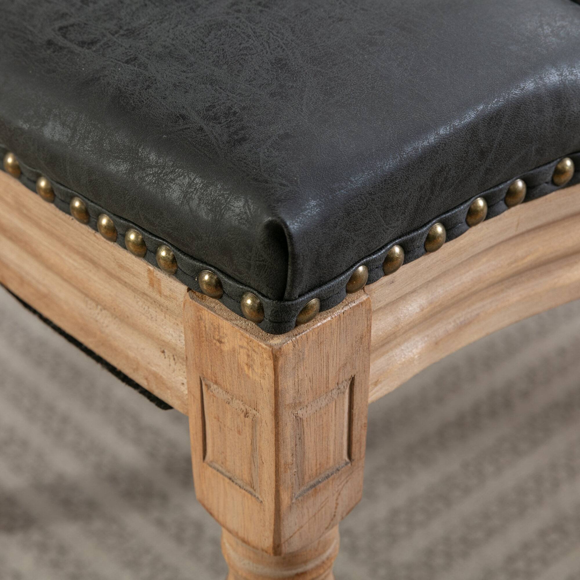 Alt View 7. GOODSILO - French Style Solid Wood Frame Antique Dining Chairs with Hand-Pulled Buckle Decoration and Nailhead Trim, Set of 2 - Black PU.