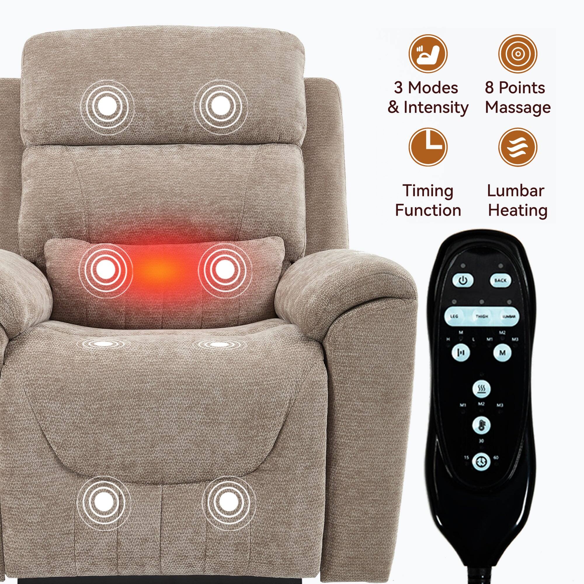 3 Modes & Intensity  
8 Points Massage  
Timing Function  
Lumbar Heating