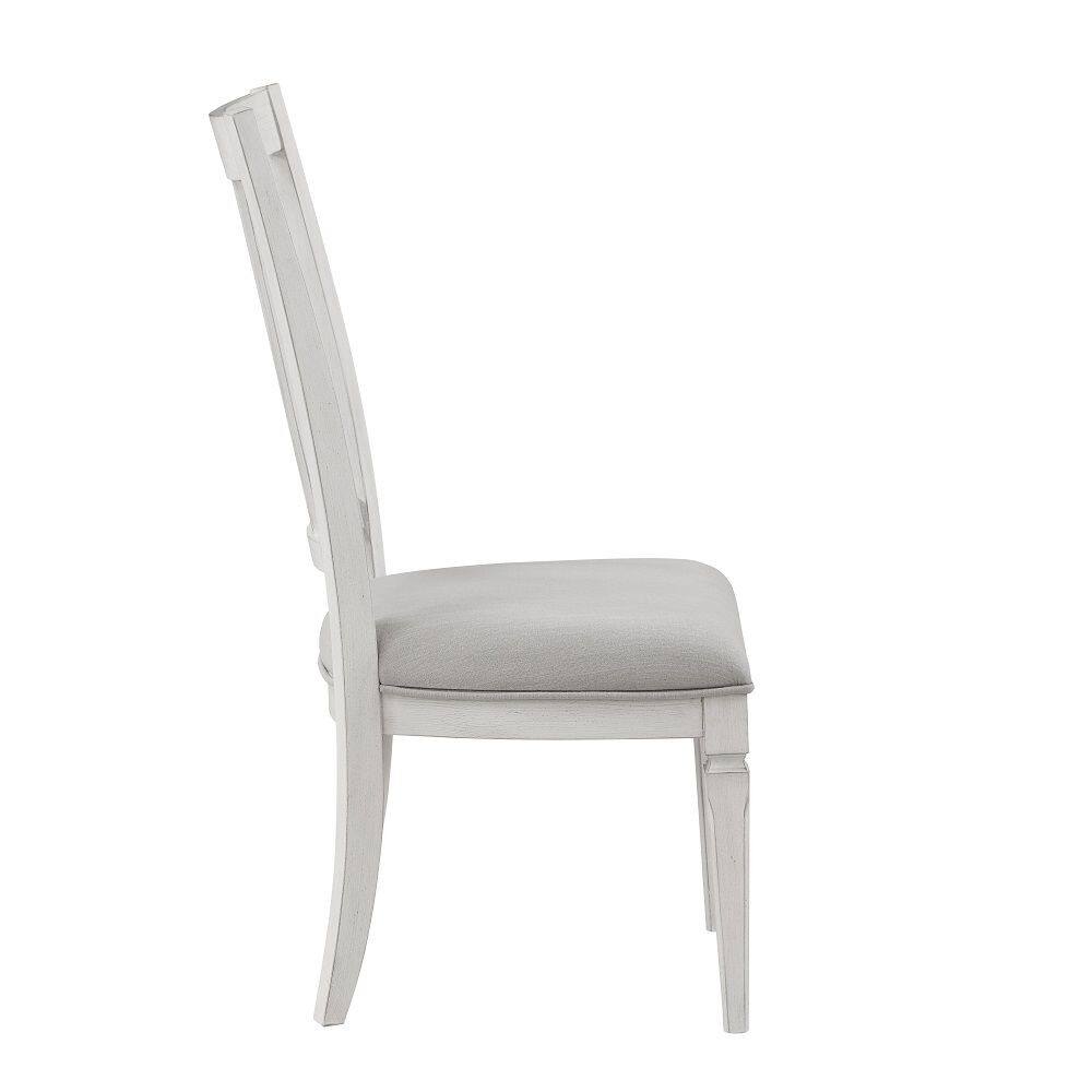 Alt View 2. Manhattan Lane - Kate 24 Inch Side Dining Chair Set of 2, Light Gray Linen, White Wood Frame - Gray, White.