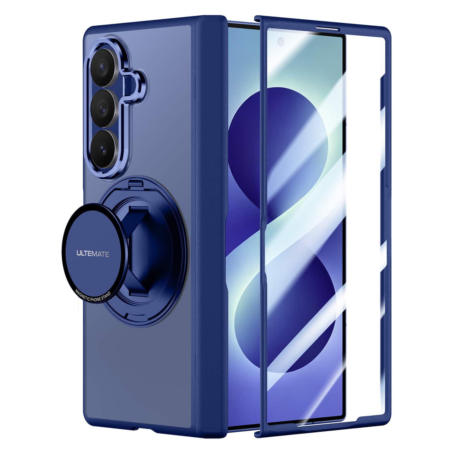 Dteck - for Samsung Galaxy Z Fold8 Ultra Case Built-in Screen Protector,Ring Stand & Hand Strap,Matte Hard PC Shockproof Cover - Blue price history on PriceWatchPro