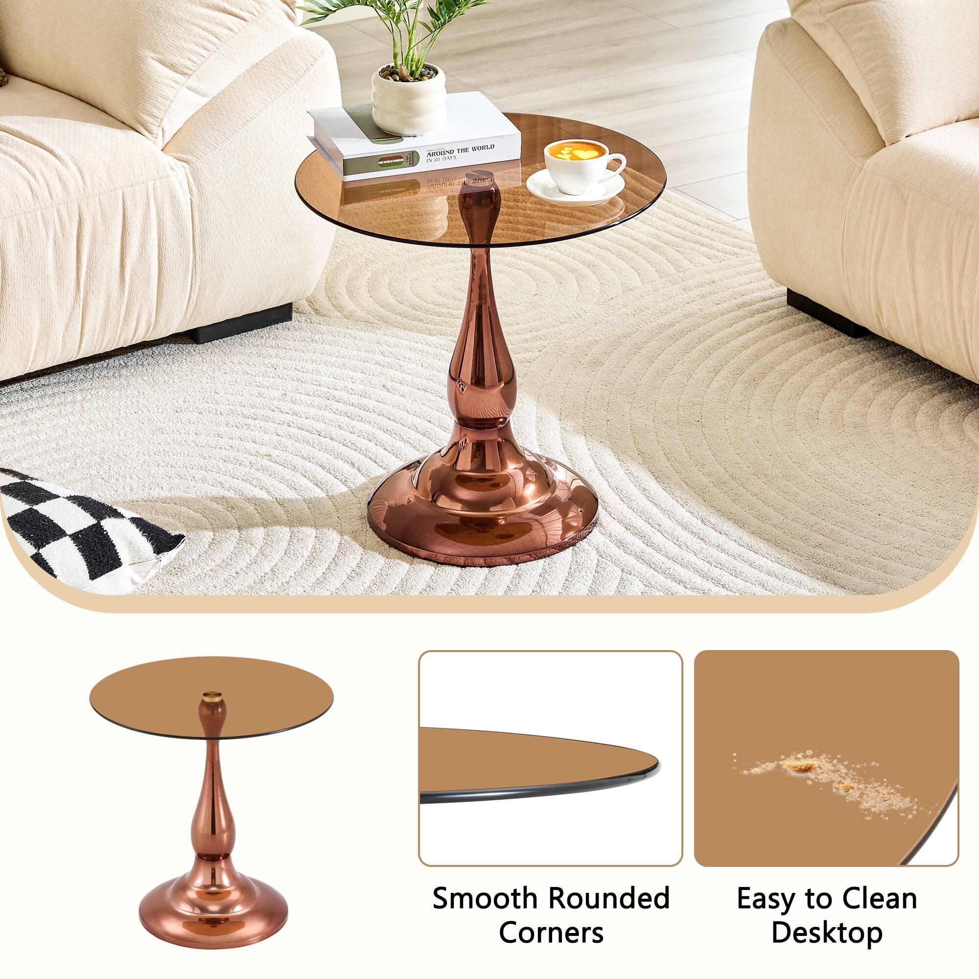 i UTE abe .- - ....  
P  
Smooth Rounded Corners  
Easy to Clean Desktop