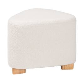 Baxton Studio - Brielle Modern and Contemporary Boucle Upholstered and Natural Brown Finished Wood Ottoman - Ivory
