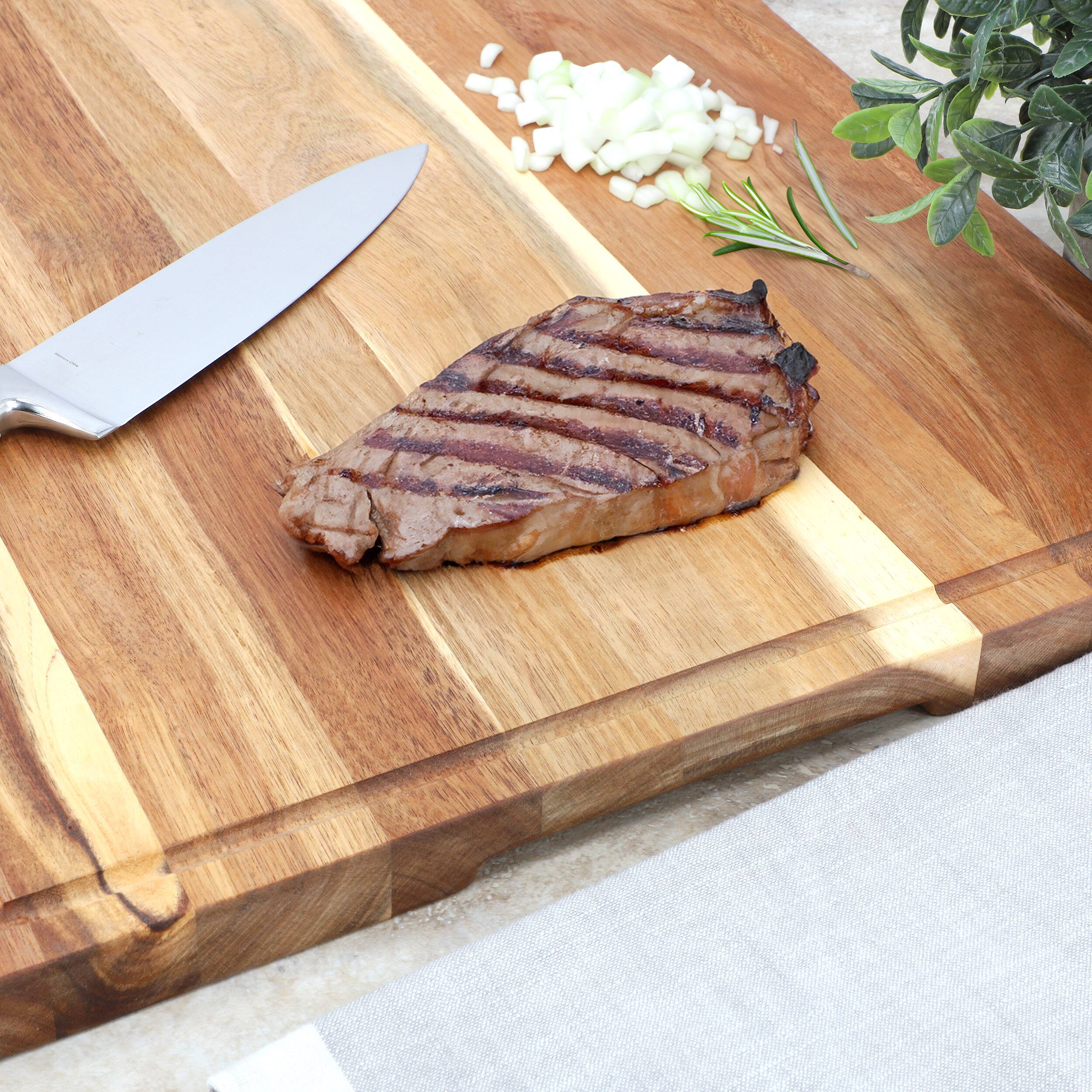 Alt View 5. MegaChef - MegaChef Acacia Wood 24 x 18 Inch Large Cutting, Prep and Serving Butcher Cutting Board - Brown.