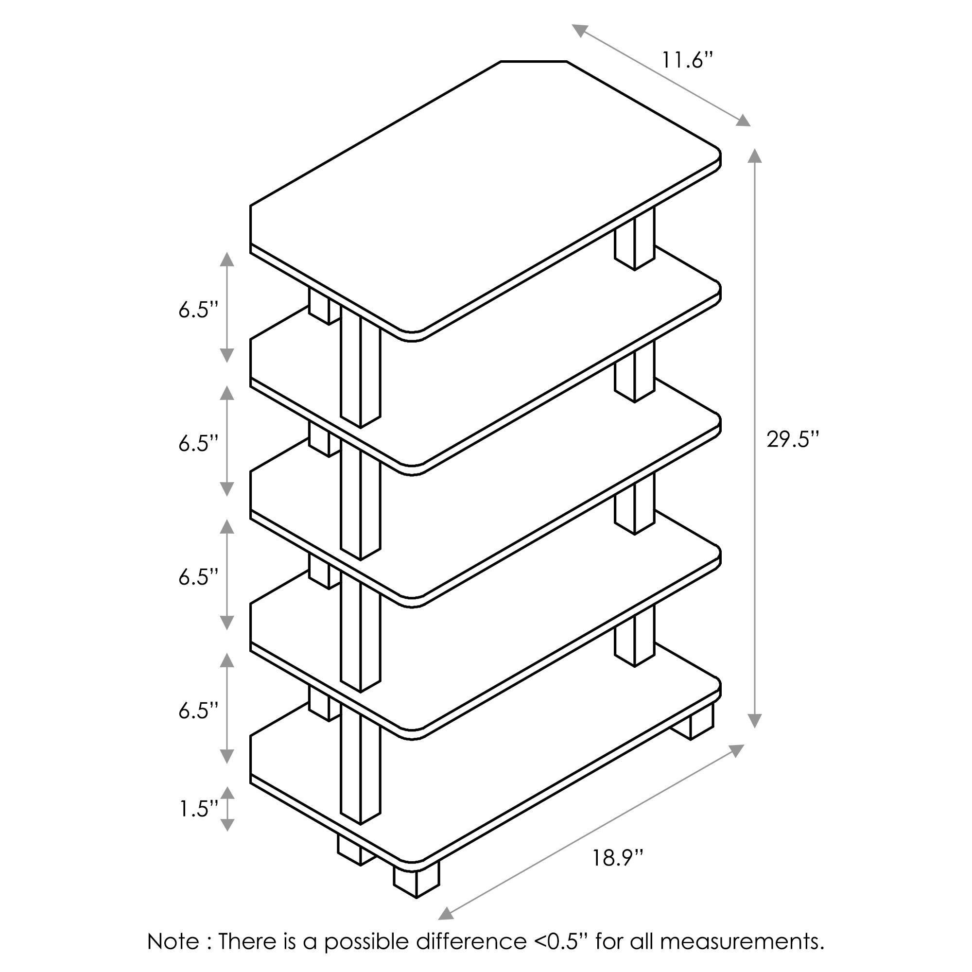 11.6"  
6.5"  
6.5"  
29.5"  
6.5"  
6.5"  
1.5"  
18.9"  

Note: There is a possible difference <0.5" for all measurements.
