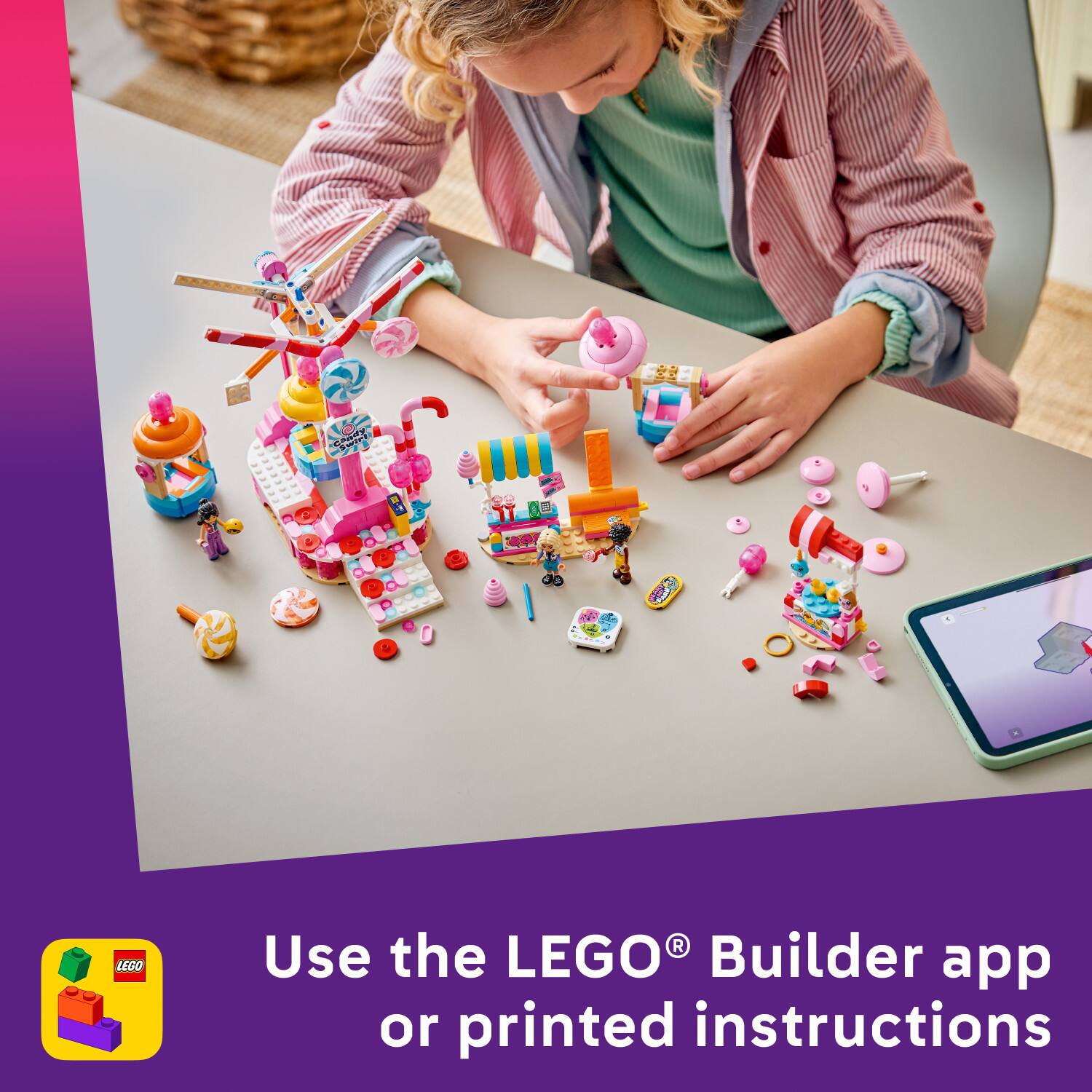 Use the LEGO® Builder app or printed instructions