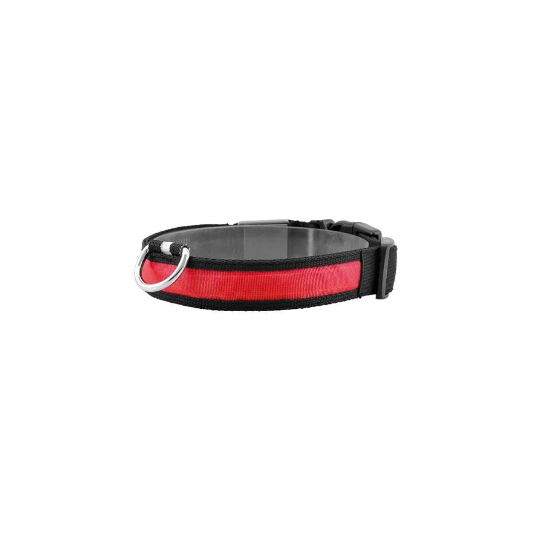 Left. DirectDeals - LED Dog Collar – USB Rechargeable Safety Light - Red.