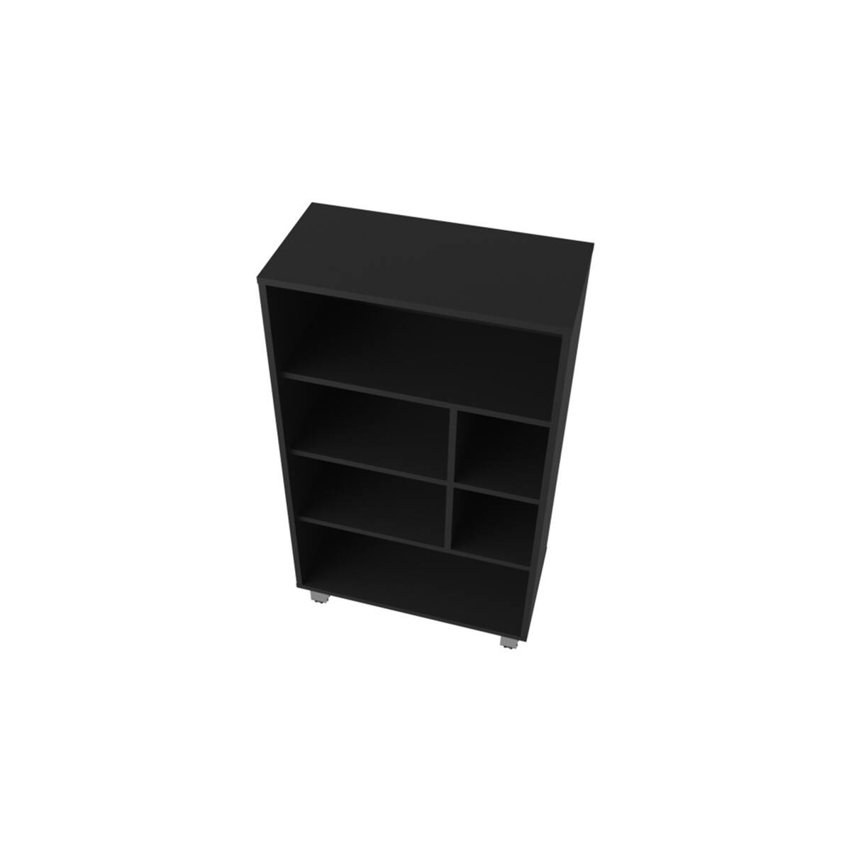 Alt View 1. HTUTWOO - Bookcase in Melamine with Six Shelves - Scratch-Resistant Storage Display Shelf, 40.6" Tall, Bookshelf for Living Space - Black.