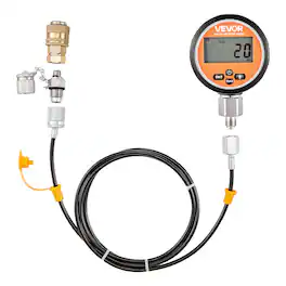 VEVOR - Digital Hydraulic Pressure Test Coupling Kit, 10000 PSI Pressure Gauge Manometer Tester with 1 Gauge, 1 Test Coupling - Multicolor