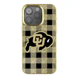 Keyscaper - NCAA - Colorado Buffaloes Plaid Bling iPhone Case - 15 - Gold