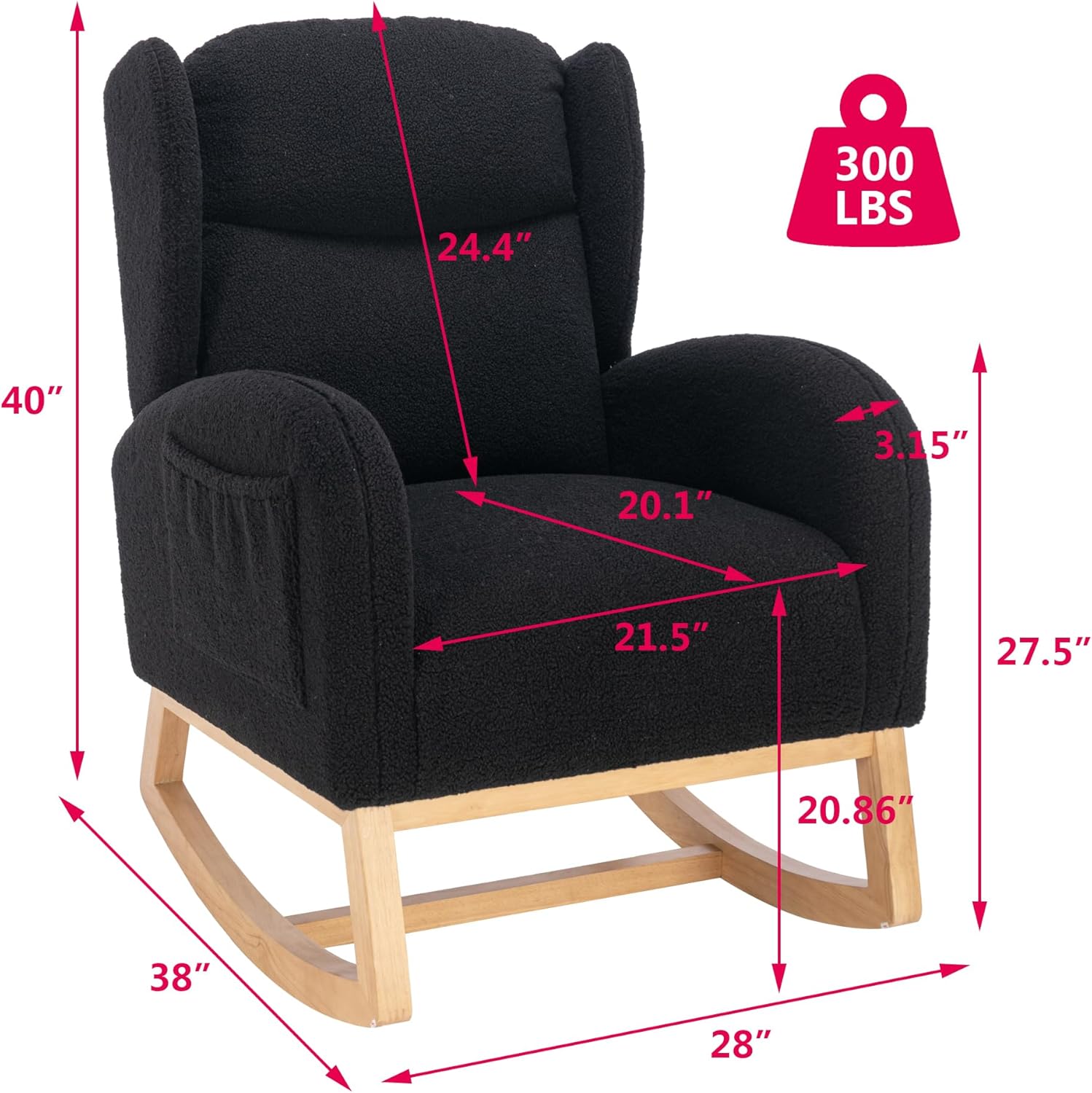 - 24.4"
- 300 LBS
- 40"
- 20.1"
- 3.15"
- 21.5"
- 27.5"
- 20.86"
- 38"
- 28"