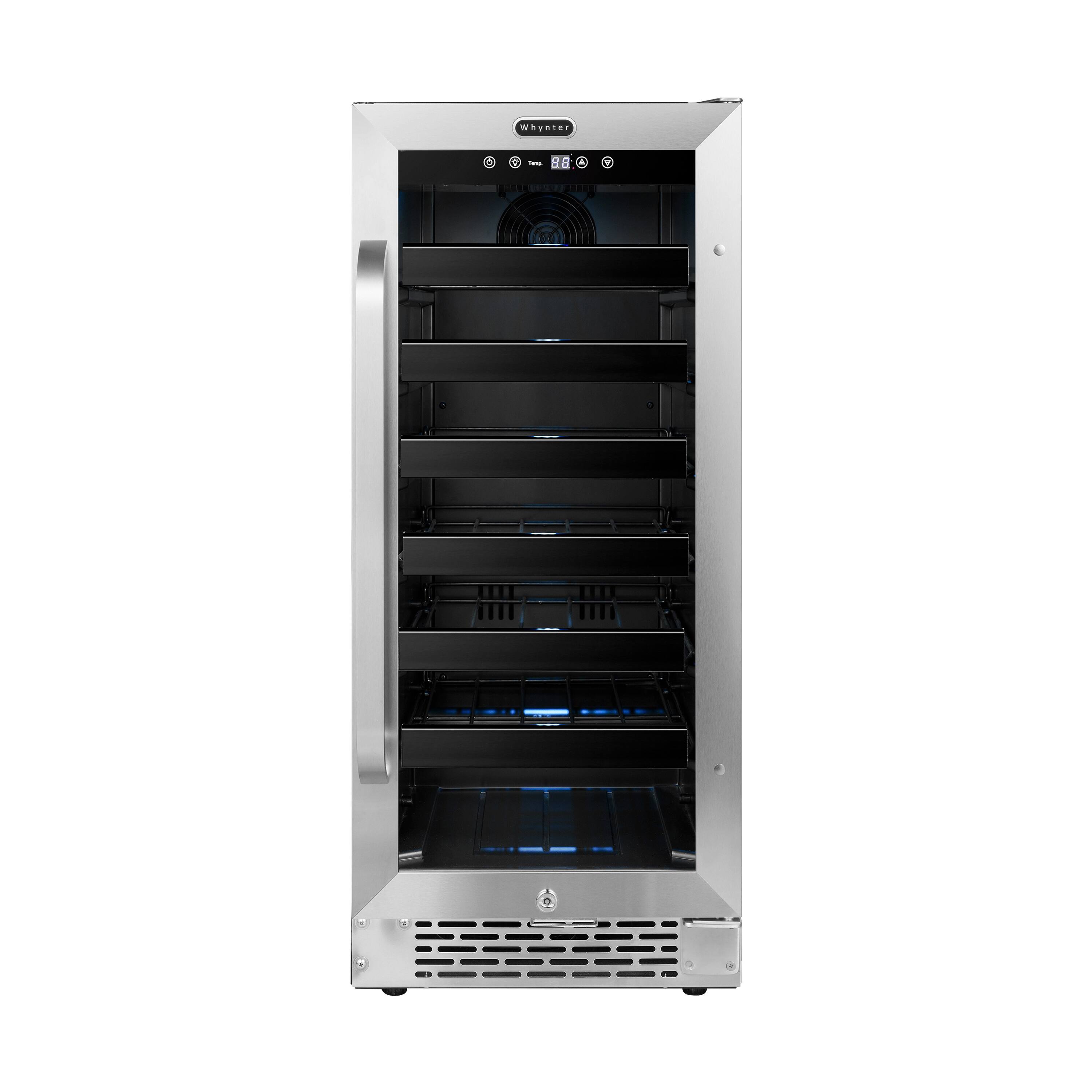 Angle. Whynter - Whynter BWR-308SB 15 inch Built-In 33 Bottle Undercounter Stainless Steel Wine Refrigerator - Stainless Steel.