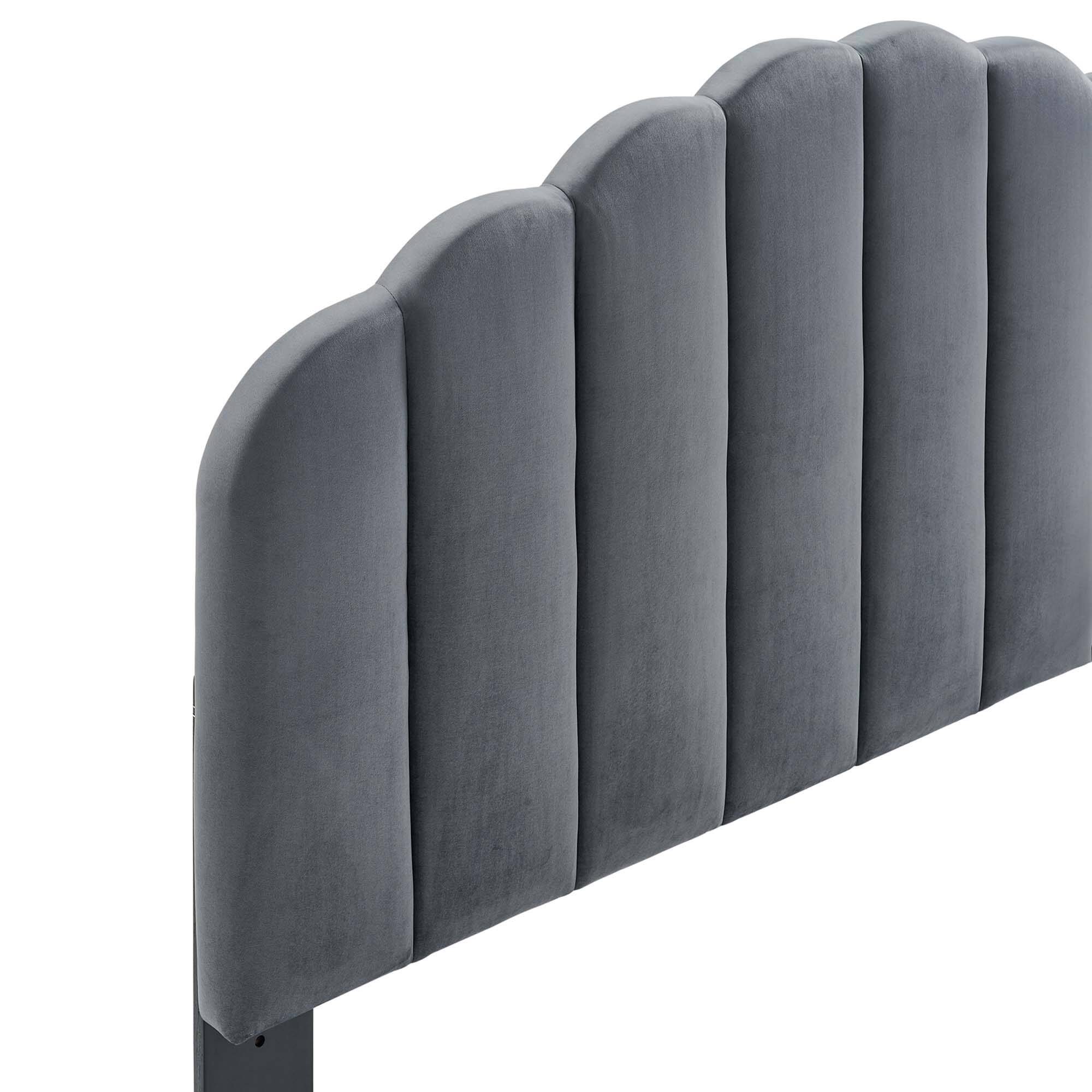 Back. Modway - Veronique Performance Velvet Twin Headboard by Modway - Gray.