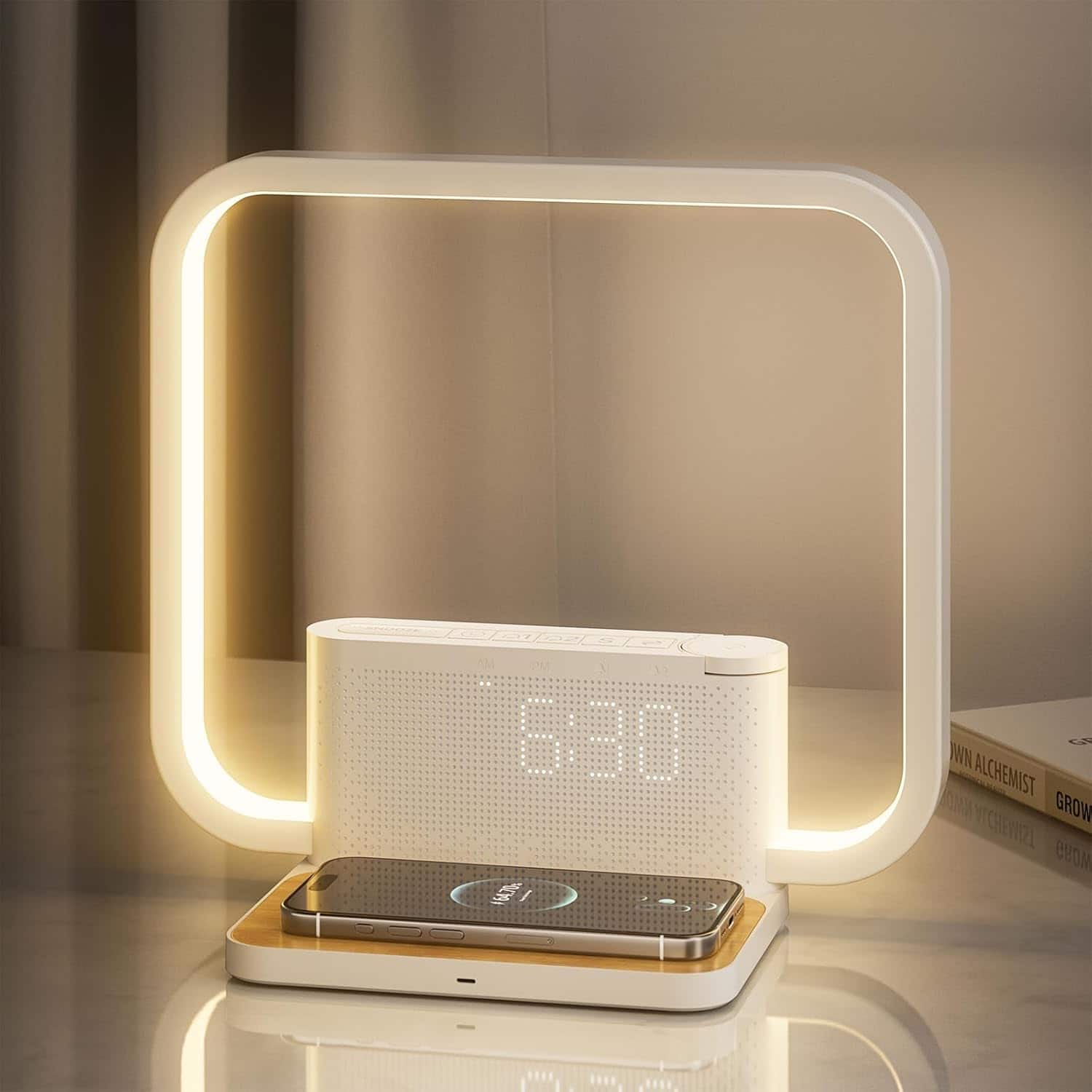 Stamp n Camp - Sunrise Alarm Clock for Heavy Sleepers,Touch Lamps Nightstand with Wireless Charger Station iPhone/Samsung,Sound Up - default