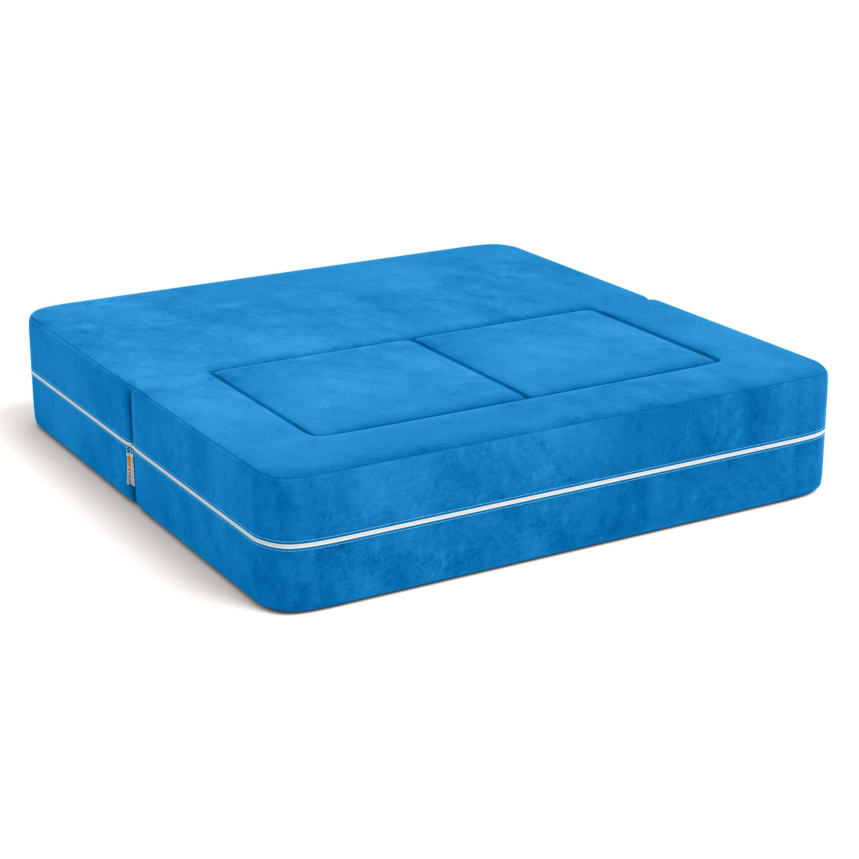 Angle. Jaxx - Jaxx Zipline Kids Modular Loveseat & Ottomans/Fold Out Lounger, Blueberry - Blueberry.