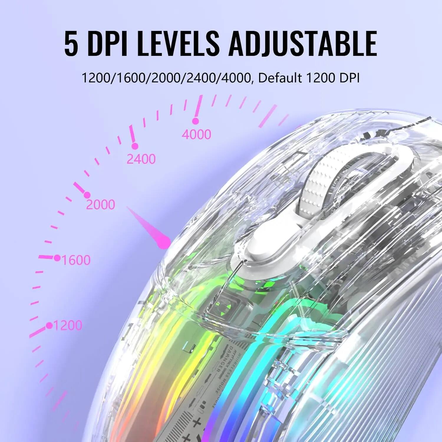 5 DPI LEVELS ADJUSTABLE  
1200/1600/2000/2400/4000, Default 1200 DPI